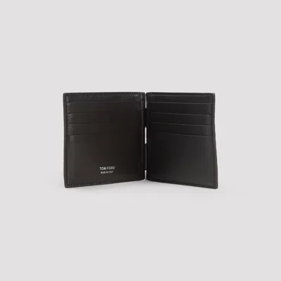 Tom Ford Crocodile Embossed Bi-fold Wallet Clip In Brown