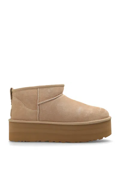 Ugg Classic Ultra Mini Boots With Sand-coloured Platform In Multi