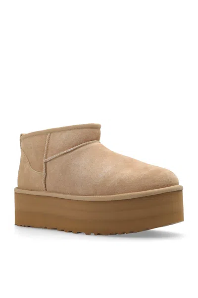 Ugg Classic Ultra Mini Boots With Sand-coloured Platform In Multi
