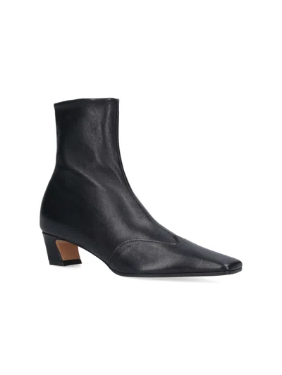 Khaite Pointed Toe Ankle Boots With Smooth Lamb Leather In Black