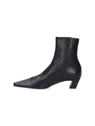 Khaite Pointed Toe Ankle Boots With Smooth Lamb Leather In Black