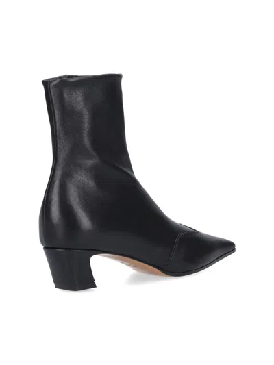 Khaite Pointed Toe Ankle Boots With Smooth Lamb Leather In Black