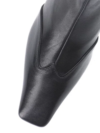 Khaite Pointed Toe Ankle Boots With Smooth Lamb Leather In Black