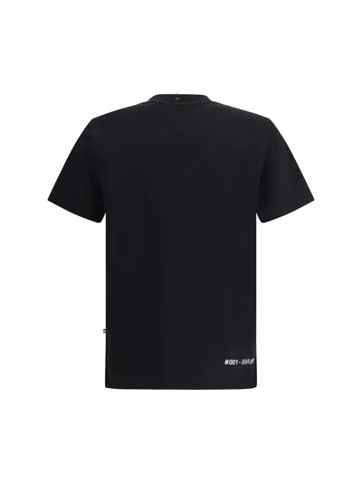 Moncler Midnight Blue Stretch Cotton T-shirt In Black
