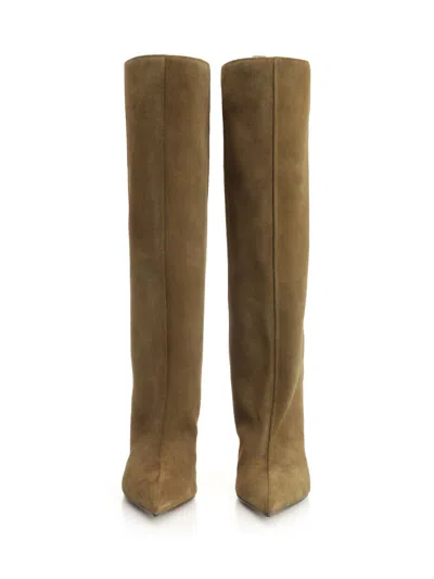 Attico Lea Military Green High Boot In Brown