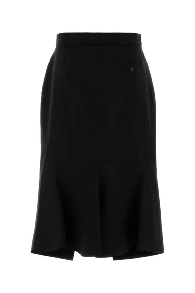 Alexander Mcqueen Tailored High-waisted Wool Midi Skirt In Black