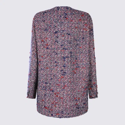 Gucci Multicolor Crewneck Jacket With Gg Logo On The Buttons In Wool Blend Woman In Purple