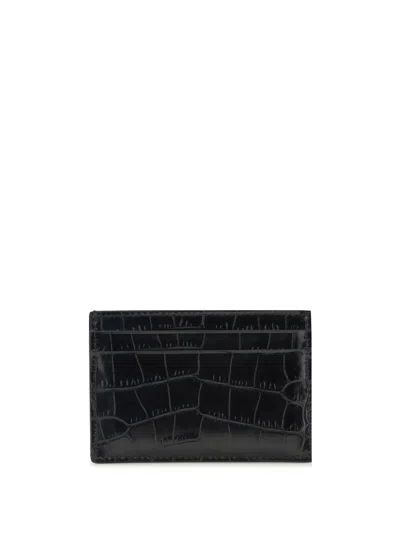 Tom Ford Crocodile-print Leather Card Holder In Black