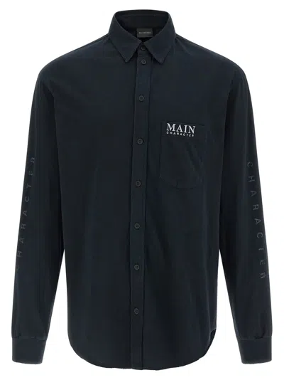 Balenciaga Main Character Artwork Long-sleeved Jersey Polo Shirt Clothing In Black