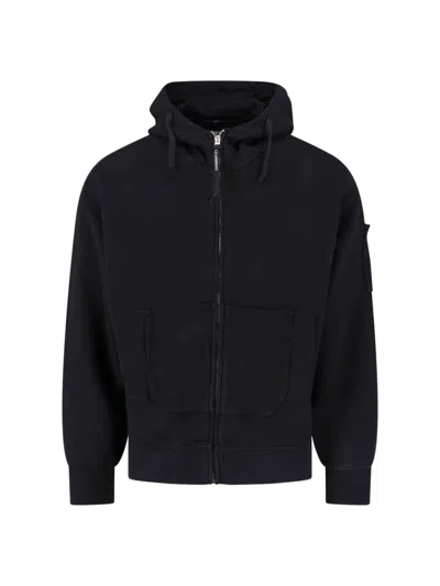 C.p. Company Logo Hooded Sweatshirt In Black