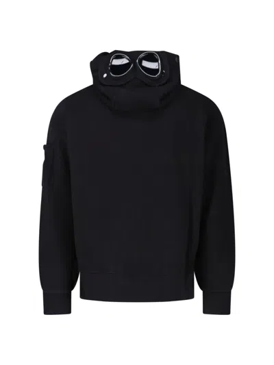 C.p. Company Logo Hooded Sweatshirt In Black