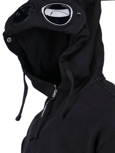 C.p. Company Logo Hooded Sweatshirt In Black