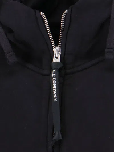 C.p. Company Logo Hooded Sweatshirt In Black