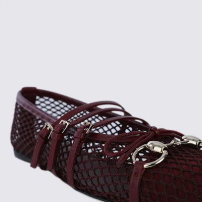 Gucci Net Nappa Triple-strap Horsebit Ballerina Flats In Red