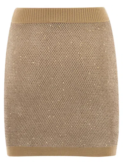 Elisabetta Franchi Knitted Skirt In Brown