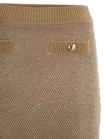 Elisabetta Franchi Knitted Skirt In Brown