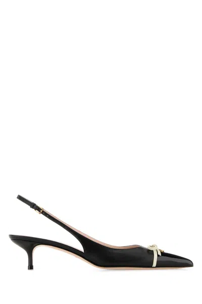 Valentino Black Pointed Slingback With Bow In Black
