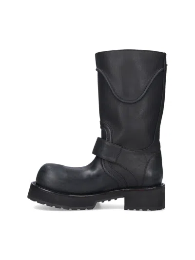 Balenciaga Venom Boots In Worn-out Effect Leather Shoes In Black