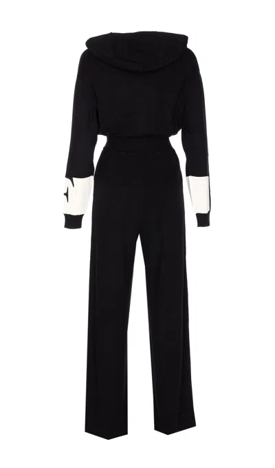 Elisabetta Franchi Knitted Suit Trousers Elastic Waistband In Black