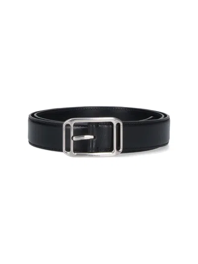 Tom Ford Adjustable Belt With Metal Rectangular Buckle In Black