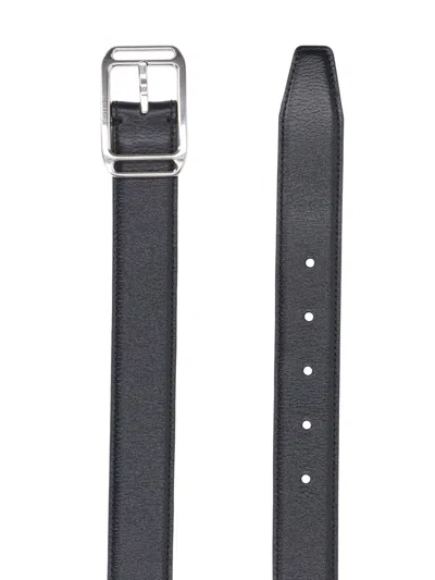 Tom Ford Adjustable Belt With Metal Rectangular Buckle In Black