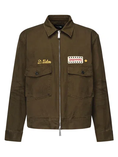 Dsquared2 Zip-up Jacket With Logo In Green