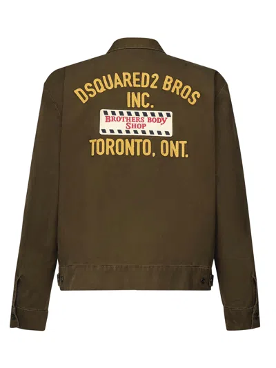 Dsquared2 Zip-up Jacket With Logo In Green
