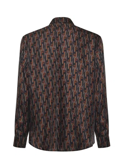 Fendi Nity Print Silk Long-sleeved Shirt In Multi