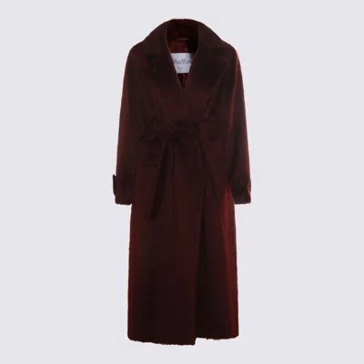 Max Mara Long Notched Lapel Coat With Side Pockets In Red