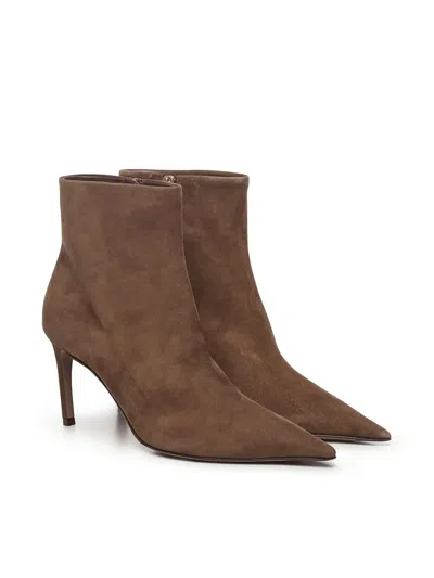 Dolce & Gabbana Devotion Suede Ankle Boots In Brown