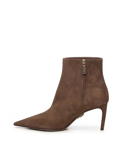 Dolce & Gabbana Devotion Suede Ankle Boots In Brown