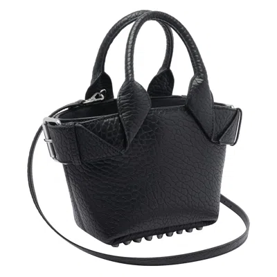 Alexander Wang Structured Leather Tote Bag With Buckle Detail In Black