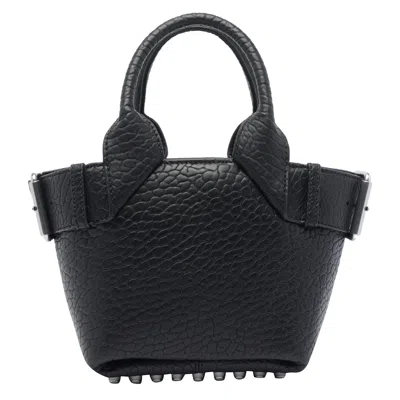 Alexander Wang Structured Leather Tote Bag With Buckle Detail In Black