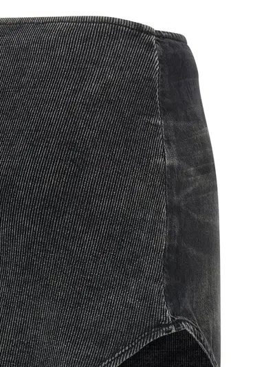 Diesel Denim Mini Skirt With Oval D Logo In Black