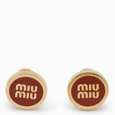 Miu Miu Round Clip-on Earrings In Gold