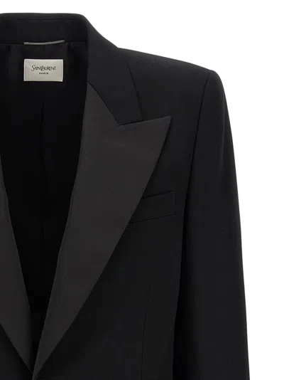 Saint Laurent Oversized Single-breasted Tuxedo Blazer In Black