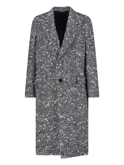 Dolce & Gabbana Herringbone Coat In Gray
