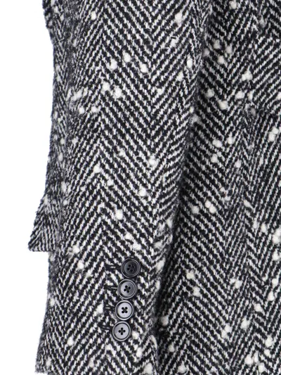 Dolce & Gabbana Herringbone Coat In Gray