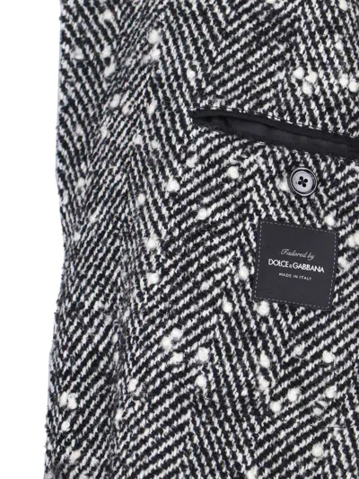 Dolce & Gabbana Herringbone Coat In Gray