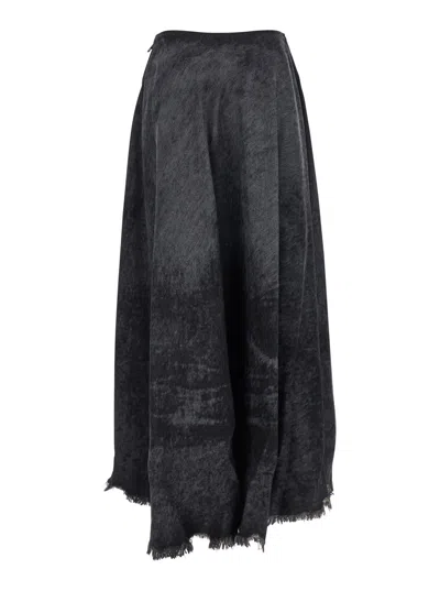 Diesel Full Skirt In Lasered Cotton-hemp Denim In Black