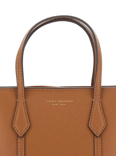 Tory Burch Perry Brown Handbag With Adjustable And Removable Shoulder Strap And Embossed Logo Lettering On The  In Brown
