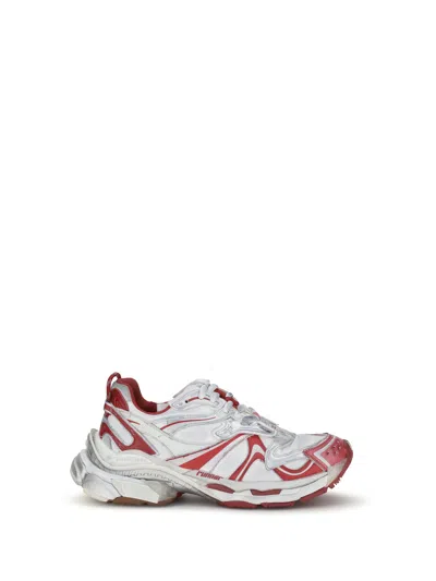 Balenciaga White And Red Runner 2.0 Sneakers In White