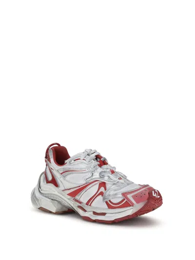 Balenciaga White And Red Runner 2.0 Sneakers In White