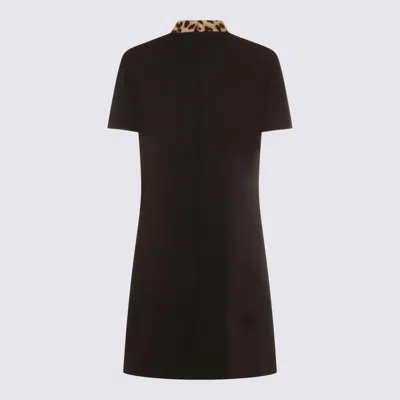 Valentino Black Crepe Couture Dress With Animal-print Bow