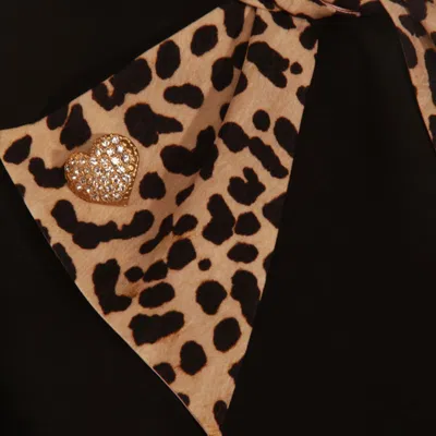 Valentino Black Crepe Couture Dress With Animal-print Bow