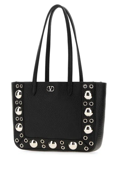 Valentino Nellcote Mini Shopping Tote Bag In Leather In Black