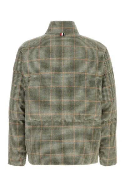 Thom Browne Reversible Down Jacket Featuring Checkered Pattern In Green