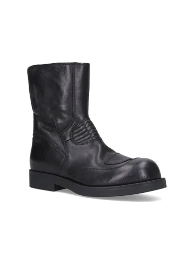 Mm6 Maison Margiela Leather Biker Boot In Black
