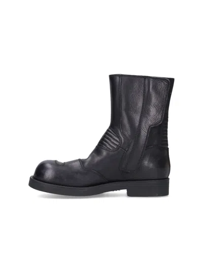 Mm6 Maison Margiela Leather Biker Boot In Black