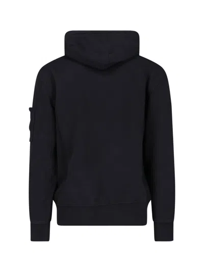 C.p. Company Classic Black Hoodie With Kangaroo Pocket And Signature Detail In Black